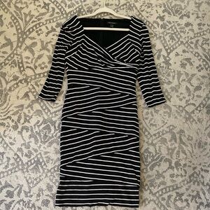 WHBM Black and White Striped Dress